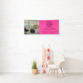 Minimalistisch Roze Zakelijk Logo Professionele Vi Spandoek (Insitu)