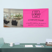 Minimalistisch Roze Zakelijk Logo Professionele Vi Spandoek (Beurs)
