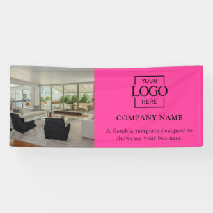 Minimalistisch Roze Zakelijk Logo Professionele Vi Spandoek