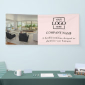 Minimalistisch Roze Zakelijk Logo Professionele Vi Spandoek (Beurs)