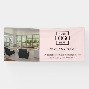 Minimalistisch Roze Zakelijk Logo Professionele Vi Spandoek