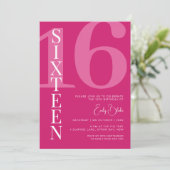 Minimalistisch Roze Zestien 16e Verjaardagsfeest Kaart (Staand voorkant)