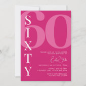 Minimalistisch roze zestig 60ste verjaardagsfeestj kaart (Voorkant)