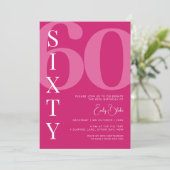 Minimalistisch roze zestig 60ste verjaardagsfeestj kaart (Staand voorkant)