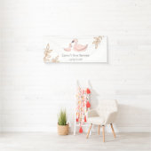 Minimalistisch roze zwaaien Baby shower en mam Spandoek (Insitu)