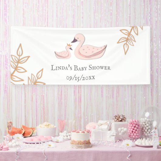 Minimalistisch roze zwaaien Baby shower en mam Spandoek (Feest)
