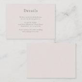 Minimalistisch Roze Zwart Bruiloft Hotel Detail In Informatiekaartje (Voorkant / Achterkant)