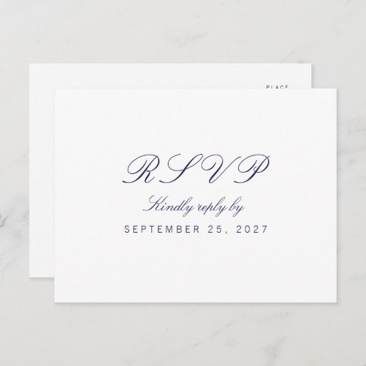 Minimalistisch RSVP-Briefkaart met Clean White Res Uitnodiging Briefkaart (Voorkant / Achterkant)