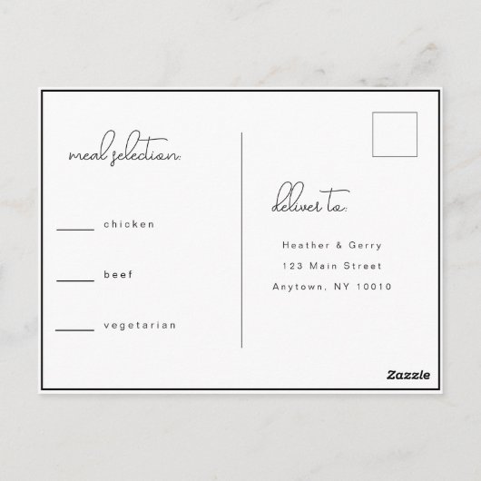 Minimalistisch RSVP-Briefkaart voor weduwschap met Briefkaart (Achterkant)
