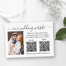 Minimalistisch RSVP Details Foto 2 QR Weddenschap