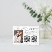 Minimalistisch RSVP Details Foto 2 QR Weddenschap Informatiekaartje (Staand voorkant)