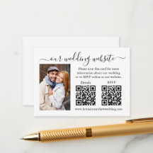 Minimalistisch RSVP Details Foto 2 QR Weddenschap