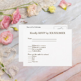 Minimalistisch RSVP Menu Custom Bride Groom Briefk