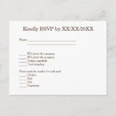 Minimalistisch RSVP Menu Custom Bride Groom Briefk (Voorkant)