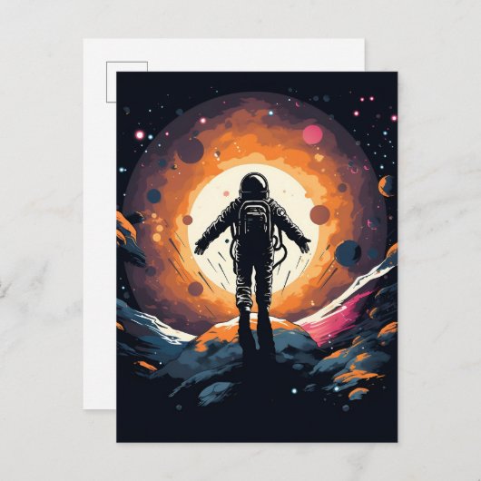  minimalistisch ruimteavontuur aankondigingskaart (Voorkant / Achterkant)