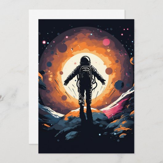 minimalistisch ruimteavontuur feestdagenkaart (Voorkant / Achterkant)