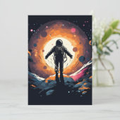 minimalistisch ruimteavontuur feestdagenkaart (Staand voorkant)