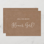 Minimalistisch Rustic Bloemenmeisje-voorstel Kaart (Voorkant / Achterkant)