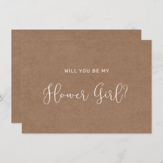 Minimalistisch Rustic Bloemenmeisje-voorstel Kaart (Voorkant / Achterkant)