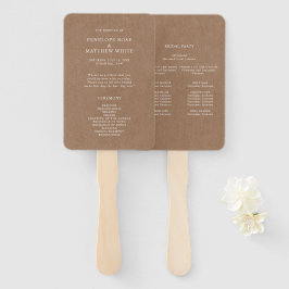 Minimalistisch Rustic Ceremony Program Hand Fan Handwaaier