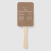 Minimalistisch Rustic Ceremony Program Hand Fan Handwaaier (Achterkant)