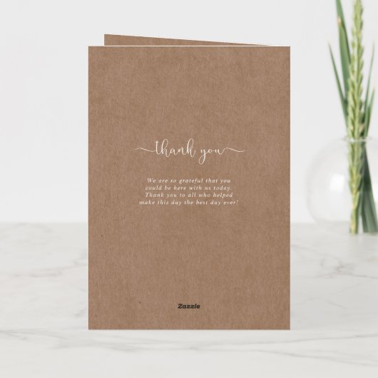 Minimalistisch Rustic Folded Ceremony-programma Bedankkaart (Achterkant)
