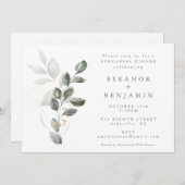 Minimalistisch Rustic Gold Greenery Rehearsal Dinn Kaart (Voorkant / Achterkant)