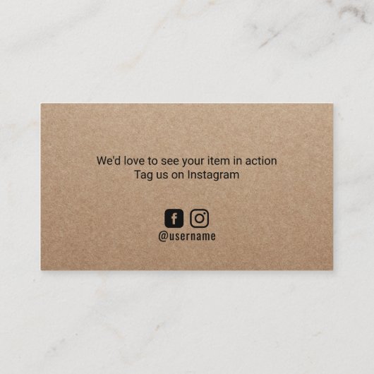 Minimalistisch Rustic Kraft Business Hartelijk dan Visitekaartje (Achterkant)