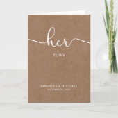 Minimalistisch Rustic Kraft her Vows Kaart (Voorkant)