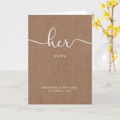 Minimalistisch Rustic Kraft her Vows Kaart (Gele Bloem)