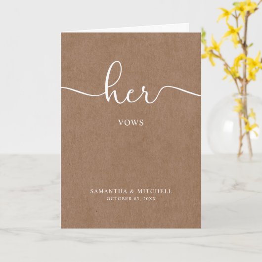 Minimalistisch Rustic Kraft her Vows Kaart (Gele Bloem)