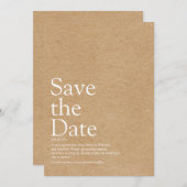 Minimalistisch Rustic Sparen de Definitie van de D Save The Date (Voorkant / Achterkant)