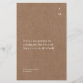 Minimalistisch Rustic Wedding Ceremony-programma (Voorkant)