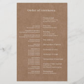 Minimalistisch Rustic Wedding Ceremony-programma (Achterkant)