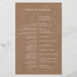 Minimalistisch Rustic Wedding Ceremony-programma