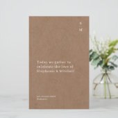Minimalistisch Rustic Wedding Ceremony-programma (Staand voorkant)
