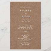 Minimalistisch Rustic Wedding Ceremony-programma (Voorkant)