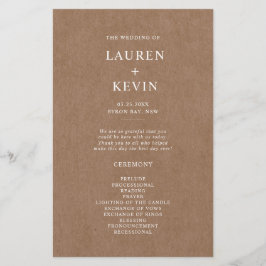 Minimalistisch Rustic Wedding Ceremony-programma