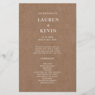 Minimalistisch Rustic Wedding Ceremony-programma