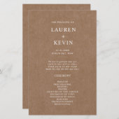 Minimalistisch Rustic Wedding Ceremony-programma (Voorkant / Achterkant)