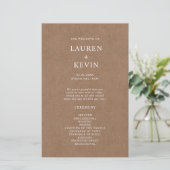 Minimalistisch Rustic Wedding Ceremony-programma (Staand voorkant)