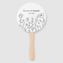 Minimalistisch Rustic Wildflower Wedding Hand Fan Handwaaier