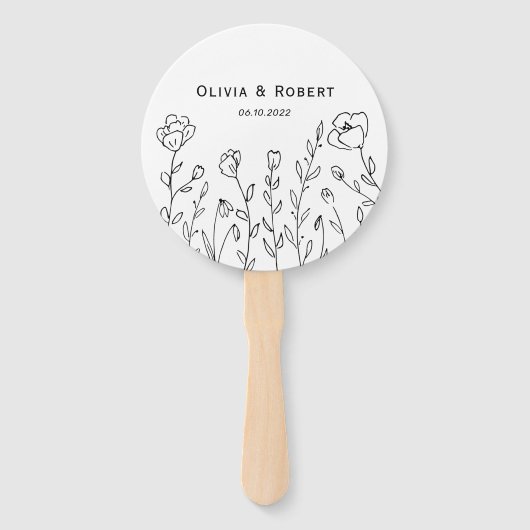 Minimalistisch Rustic Wildflower Wedding Hand Fan Handwaaier (Voorkant)