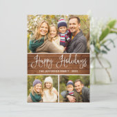 Minimalistisch rustiek 3 FOTO Kerstmis Groet Boho Feestdagenkaart (Staand voorkant)