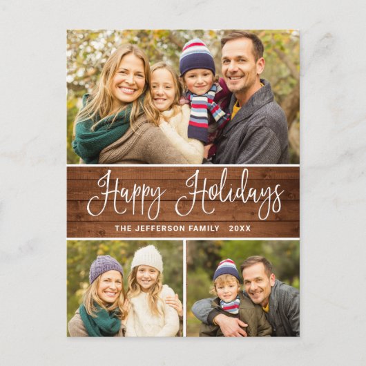 Minimalistisch rustiek 3 FOTO Kerstvakantie Boho Briefkaart (Voorkant)