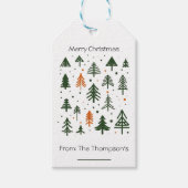 minimalistisch rustiek dennenboomontwerp Kerstmis Cadeaulabel (Voorkant)