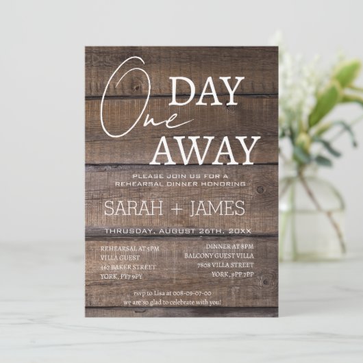 Minimalistisch rustiek een dag weg repetitie diner kaart (Staand voorkant)