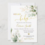 Minimalistisch rustiek eucalyptus groen Baby showe Kaart (Voorkant)