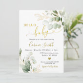 Minimalistisch rustiek eucalyptus groen Baby showe Kaart (Staand voorkant)