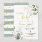 Minimalistisch rustiek eucalyptus groen Baby showe Kaart (Voorkant / Achterkant)